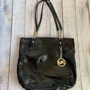 Michael Kors Patent Leather Black Tote Purse